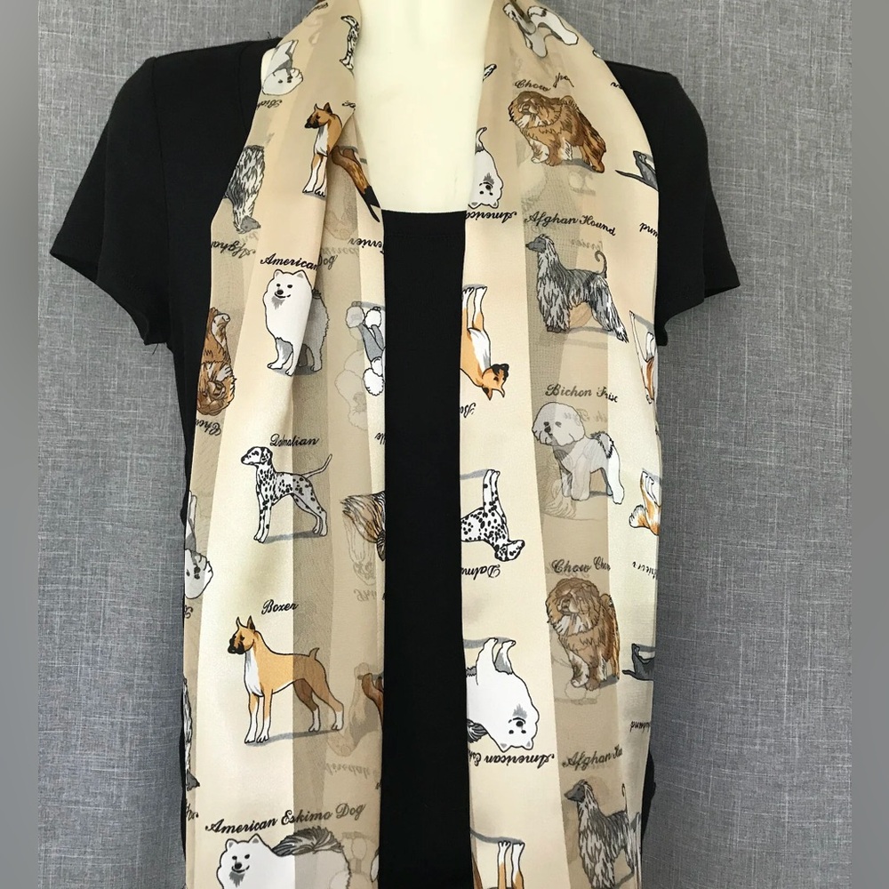 Scarf Dog Print 58”X13”